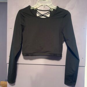 Good American Black Criss-Cross Back Crop Top